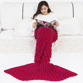Coada de sirena scară de Pește Pătură Croșetat Sirena Pătură Pentru Adulți Super Moale Toate Anotimpurile de Dormit Pături Tricotate