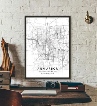 Ann Arbor Detroit MI, Michigan, statele UNITE ale americii Statele Unite ale Americii Hartă Poster