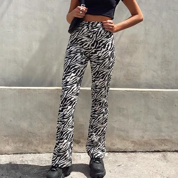IAMHOTTY Zebra Animal Casual Leopard Pantaloni Anglia Style Slim de Moda de Bază de Birou Pantaloni Pentru Femei Toamna de Talie Mare Pantaloni