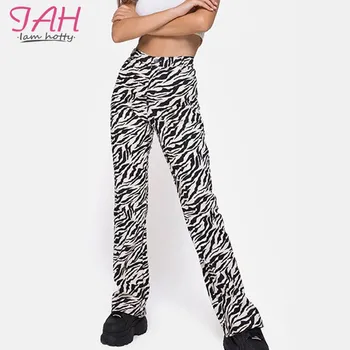 IAMHOTTY Zebra Animal Casual Leopard Pantaloni Anglia Style Slim de Moda de Bază de Birou Pantaloni Pentru Femei Toamna de Talie Mare Pantaloni