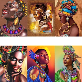 AMTMBS Femeie Africană Portret DIY Vopsea De Numere Pe Panza DIY Artizanat Adult de Colorat Cu Numere de Vopsea pe bază de Acril Cadouri Unice