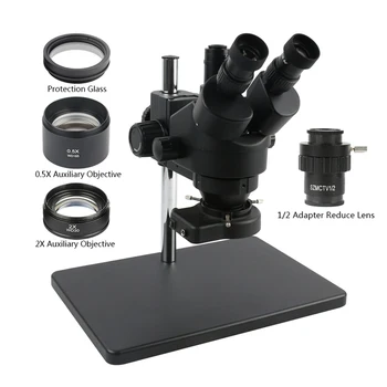 7X-45X 3.5 X-90X Zoom Continuu Microscop Stereo Trinocular+0,5 X 2X Auxiliare Obiectiv +56 Led-uri Pentru PCB Lipit Telefonul de Reparare