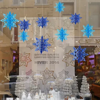6pcs/set 3D Gol Fulg de nea Tavan Agățat Ornamente Fulg de Zăpadă Ghirlanda de Crăciun Congelate consumabile Partid Decor Acasă