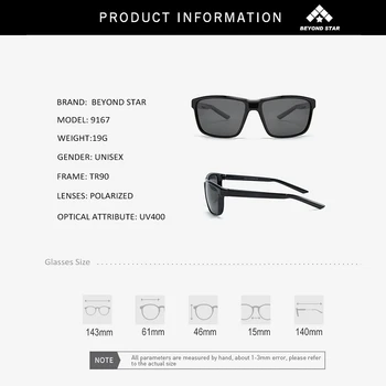 BEYONDSTAR Pătrat Bărbați ochelari de Soare Polarizat Super Lumina TR90 Cadru de Aviație ochelari de Soare 2020 Noua Conducere Ochelari Femei TR9167