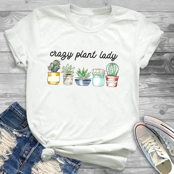 Femei de Moda Gratuit Îmbrățișare Plante Cactus Imprimare Femei de sex Feminin Grafic T Shirt, T - Streetwear Camisas Tee Tees T-shirt