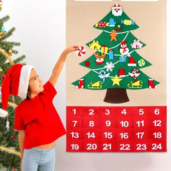 OurWarm Data 1-24 DIY Simțit Crăciun Advent Calendar Pom de Crăciun Countdown Calendar cu Buzunare de Anul Nou Agățat Ornamente