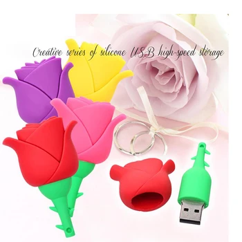 Flori de Trandafir colorat pendrive 4GB 8G 16G 32G 64GB u disk, o unitate Flash USB Pen Drive Memory Stick usb Stick de Degetul mare de cel mai bun cadou