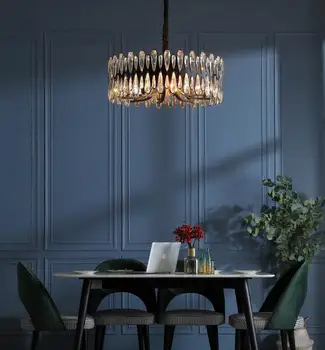 Moderne de lux candelabru de cristal living rotund negru lampă retro simplu dormitor de iluminat sala de mese