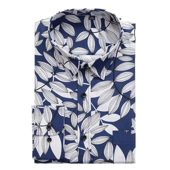 8XL 9XL 10XL2020 toamnă nouă bărbați cu mâneci lungi tricou clasic frunze de plante floare de imprimare vrac cu mâneci lungi tricou brand camasa casual