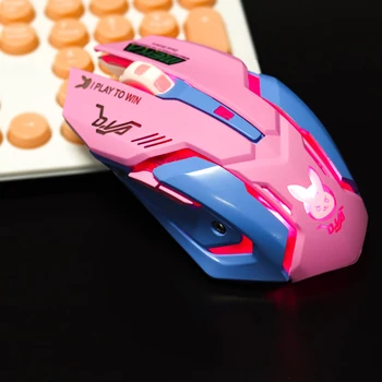 Roz Mouse-ul fără Fir 2400dpi Calculator Drăguț de Jocuri Fata de Soareci Reîncărcabilă Mause Optic 2.4 G Gamer PC Mut Mouse-ul Pentru Laptop de Birou
