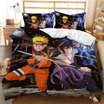 Naruto fată băiat de desene animate 3D de imprimare digitală 2/3pc capac plapuma fata de perna pat dublu set foaie, acoperi plapuma lenjerie de pat de Craciun