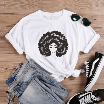 ONSEME Frumos Afro Doamna Grafic T Shirt Regina Fata de Putere Scrisoare Slogan Tee Topuri Feministă Tricouri Femei Creștine Tricouri