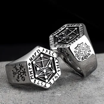Mitologia nordică Viking rune inele din oțel inoxidabil pentru barbati si femei Kabala totem Index Ring moda bijuterii mygrillz