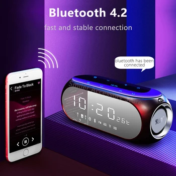 Fără fir Bluetooth Boxe 10W Portabil de Mici LED-uri de Afișare Radio FM Ceas Deșteptător Acasă Stereo Difuzor de Bas Subwoofer Soundbox