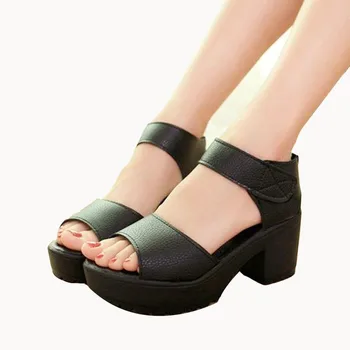 Livrare gratuita pantofi de femeie 2019 vara femei sandale cu toc înalt pantofi toc gros sandale platforma sandale cu platforma alb