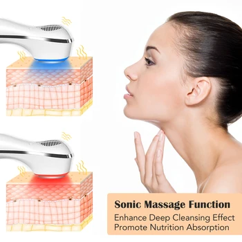 Cald Rece Facial Masaj Sonic Vibration Roșu Albastru Lumină Led-Uri De Terapie Anti-Imbatranire Micsora Porii Pielii Dispozitivul De Strângere