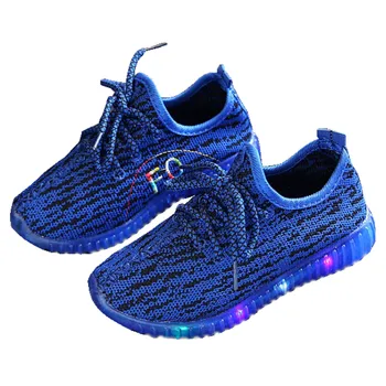 Daclay Pantofi pentru Copii Tricotate Adidași Confortabil, Material Respirabil Pantofi Sport cu LED Luminos pentru Copii