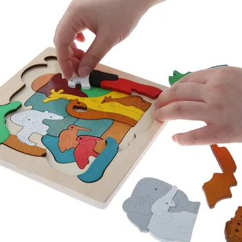 Copii din Lemn 3D Multi-Strat Puzzle Jucarii Animale Și Vehicule Educația Timpurie a Copiilor Jucării pentru Copii Cadouri