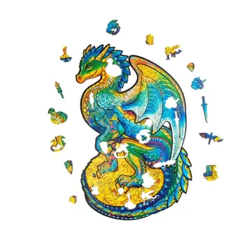 FIERBINTE!!! Unic Din Lemn Jigsaw Puzzle-Uri Educaționale Formă Unică Dragon Piese De Puzzle Puzzle Cadou Pentru Adulti, Copii Jucărie De Învățământ