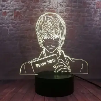 Death Note Yagami Light Figura Anime Model 3D Iluzie Lampă cu LED 7 Culori Schimbare Veioza Japonia Manga Jucarii Model