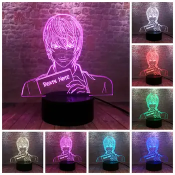 Death Note Yagami Light Figura Anime Model 3D Iluzie Lampă cu LED 7 Culori Schimbare Veioza Japonia Manga Jucarii Model