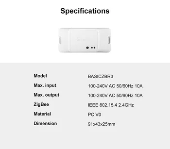 SONOFF Zigbee BASICZBR3 DIY Smart Switch Module Wireless, Switch-uri Vocie de Control Prin intermediul Alexa SmartThings Hub Suport IOS/Android