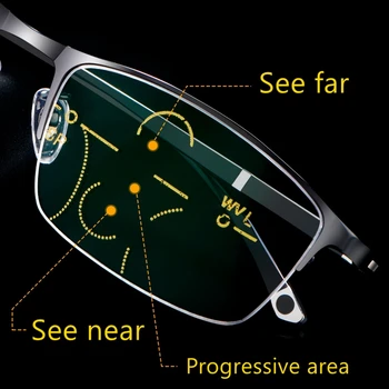 În 2020, Jumătate Cadru Anti Blue Light Ochelari De Citit Bărbați Multifocală Progresivă Presbyopic Ochelari Fotocromatică Negru Ultra Light