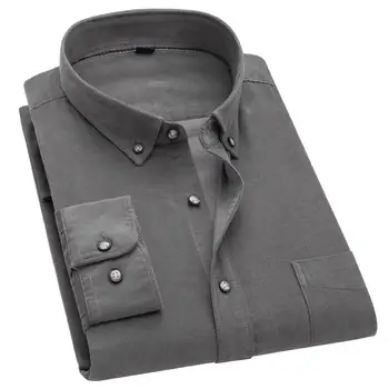 Îmbrăcăminte exterioară pentru bărbați Casual Solid Catifea Bumbac Tricouri Singur Patch-uri de Buzunar Confortabil Standard-fit Maneca Lunga Cămașă Buton-jos