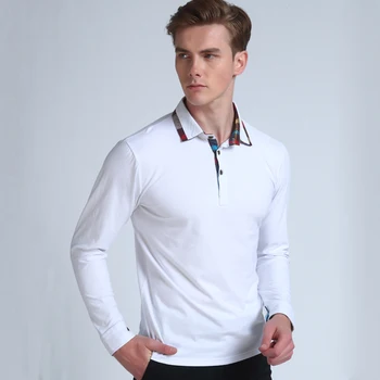 Mwxsd de înaltă calitate de brand casual de bumbac barbati tricou polo primavara Barbati solid tricou Polo cu maneca lunga camisa polo masculino 4xl 5xl