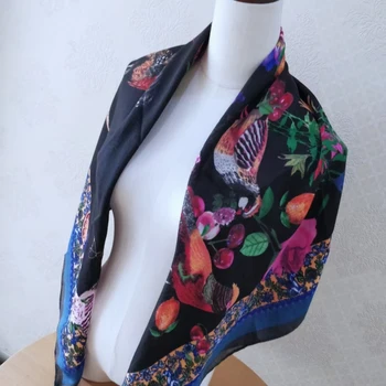 Moda Spania desigual imprimare color fată eșarfă cu flori de mătase eșarfă șal de protecție solară cald dublu scop pătrat eșarfă versatil