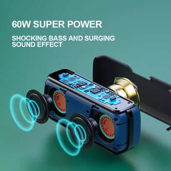Difuzor portabil Bluetooth 60W putere Mare Impermeabil DSP Bass coloana Vorbitor în aer liber TWS Subwoofer Soundbar Suport TF Card AUX