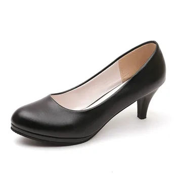 Plus Size Solid Casual Femei Pompe de Moda Superficial Platforma Slip-On Rotund Toe din Piele PU de 1 cm-10 CM Tocuri Subtiri de Mare de sex Feminin Pantofi