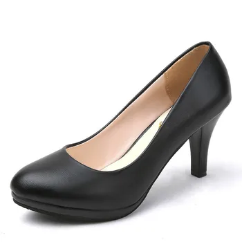 Plus Size Solid Casual Femei Pompe de Moda Superficial Platforma Slip-On Rotund Toe din Piele PU de 1 cm-10 CM Tocuri Subtiri de Mare de sex Feminin Pantofi