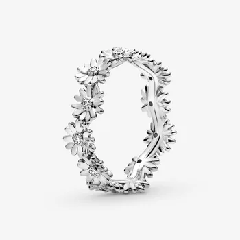 NOUA Doamnă Autentică Argint 925 Inele Deschide Spumante Daisy Floare inel Coroana de Petale de Flori Trupa Inele Bijuterii Fata DIY