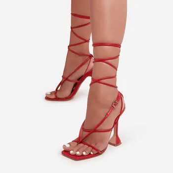 Nouă femei pantofi sandale gladiator tocuri inalte sexy sandale de vara rochie de petrecere pantofi cruce curea dantelă-up pompe de mare dimensiune 42