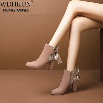 WDHKUN Glezna Cizme pentru Femei Platforma Tocuri inalte Pantofi Catarama Toc Gros Cizme Scurte Femei Încălțăminte de Picătură de Transport maritim
