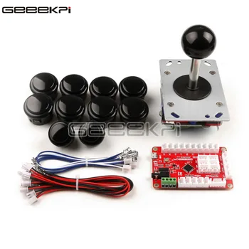 GeeekPi Original 1 Palyer Negru / Rosu Mașină de Joc Arcade DIY Piese cu Întârziere Zero USB Encoder+Joystick+Butoane+Cabluri