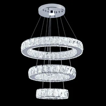 Modern Crom cu Led Candelabre de Cristal Inel cu Diamant Candelabru de iluminat din Oțel Inoxidabil Agățat Lumina Decor Acasă LED Luciu