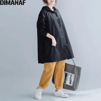 DIMANAF Femei, Plus Dimensiune Jachete Paltoane de Toamna Supradimensionate Vrac sex Feminin de Îmbrăcăminte de Bază Haine Casual cu Gluga Negru se Potrivesc 100 KG