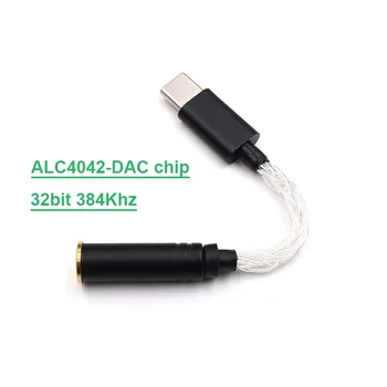 Despre Sterling Silver USB de Tip C, Audio Încărcare Adaptor pentru 3.5 mm 4.4 mm 2.5 mm Stereo Jack pentru Căști ALC4042 DAC 38bit 384K T0746