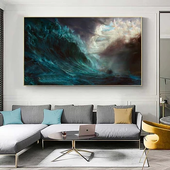 Ocean Wave Peisaje Panza Pictura peisaj Marin Nordic Postere si Printuri Acasă Decor Perete Living Artă, Fotografii Neînrămate