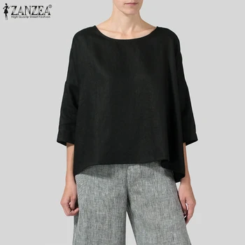 ZANZEA 2021 Vara Femei Tunica Topuri Bluze Tricouri Femei Blusas Epocă Înapoi Butoanele Jos Bluza Chemiser Mujer Plus Dimensiune 5XL