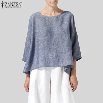 ZANZEA 2021 Vara Femei Tunica Topuri Bluze Tricouri Femei Blusas Epocă Înapoi Butoanele Jos Bluza Chemiser Mujer Plus Dimensiune 5XL