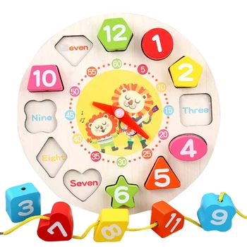 Preșcolar Educația Timpurie a Copiilor Didactice Matematica Jucarii din Lemn Filetare Ceas Digital Jucării de Moda Timp de Jucărie