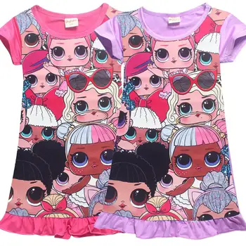 Copil fată de Vară Desene animate LOL Surpriză Papusa Maneci Scurte Rochie de copil Copil Acasă Rochii Pantaloni Pijamale cămașă de noapte Poarte Haine Set