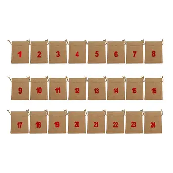 24PCS de Crăciun Advent Calendar Numărătoarea inversă Sac Agățat Bomboane Cadou Saci Husă cu Clipuri Autocolante Coarda Casa Decor de Crăciun