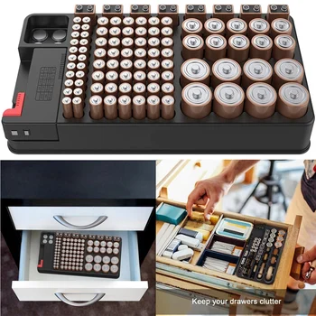 Powerlion Baterie de Sortare Cutie, Baterie Detector, Potrivit pentru AAA, AA, C, D, 9V și Butonul Bateriei Cutie de Depozitare Poate Deține 110 Baterii