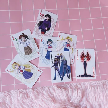54 Foi/pachet Desene animate Japonia Anime Sailor Moon Fete Cosplay Kuro Carti de Joc Cărți de Poker Figura Jucarii de Colectie Cadouri