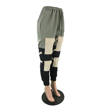 Hirigin de Cauzalitate Femei Pantaloni de Culoare Mozaic Streetwear Buzunare Pantaloni Cargo Toamna și iarna, pantaloni de trening femei 2021