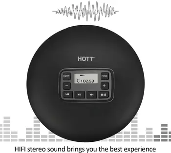HOTT Reîncărcabilă CD Player HIFI a Sunetului Surround Music Player, Potrivit pentru Familie, de Călătorie și de Auto CD Playere